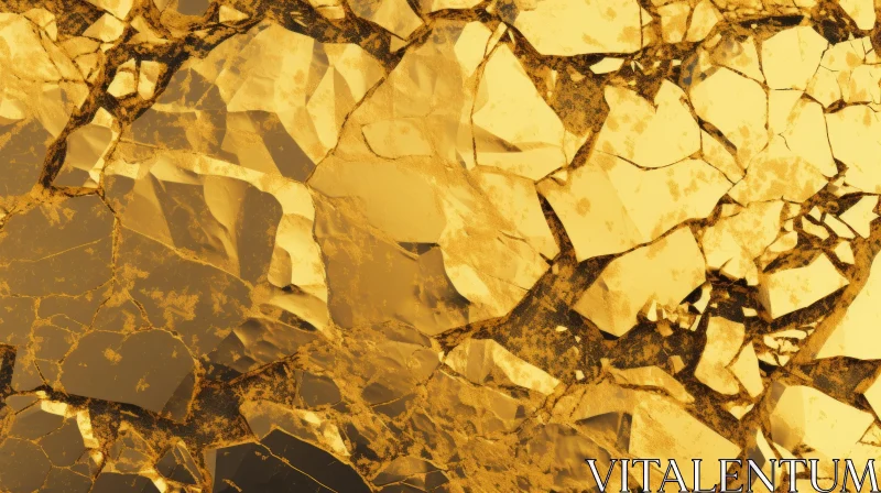 AI ART Cracked Golden Surface Texture - Detailed Close-Up View