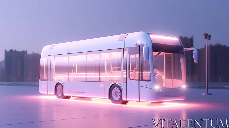 Futuristic White Bus 3D Rendering AI Image