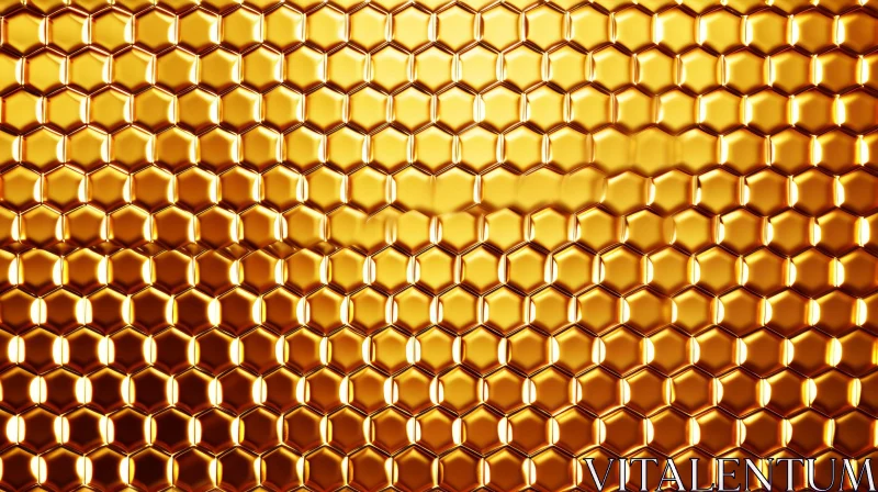 AI ART Golden Honeycomb Closeup - Detailed Hexagons on Dark Background