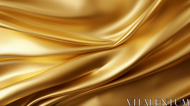 Luxurious Gold Silk Fabric with Soft Waves AI Image