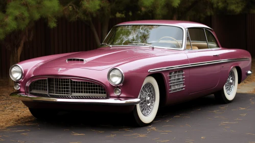 Purple Sports Car Parked Near Trees | Classic Hollywood Glamour