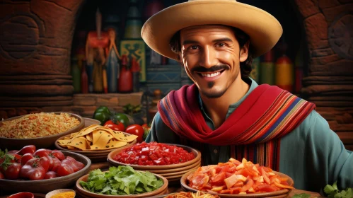 Smiling Man at Food Table