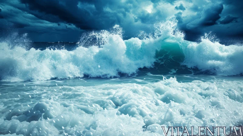 Stormy Sea Waves - Nature Photography AI Image