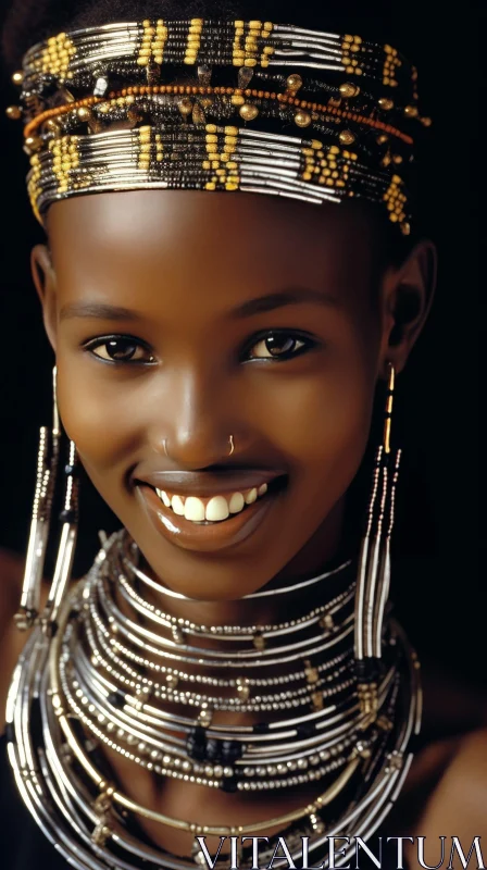 Young African Woman in Traditional Attire AI Image