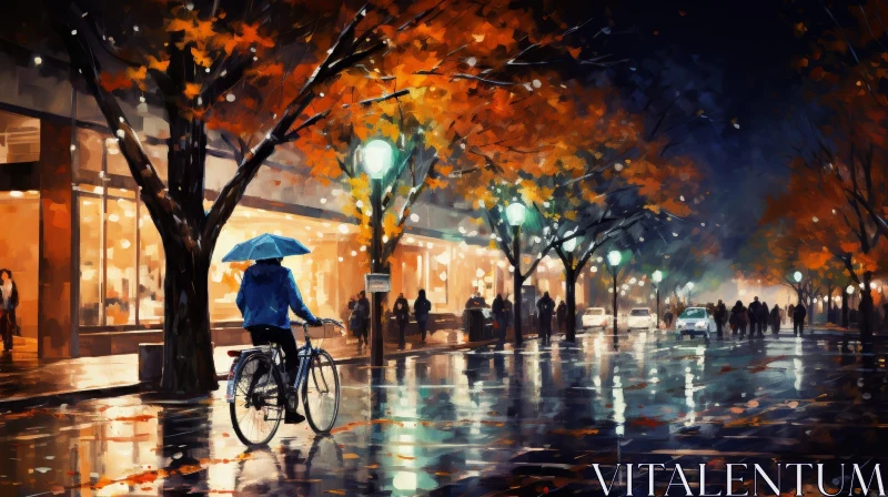 Rainy Day Cityscape Painting AI Image