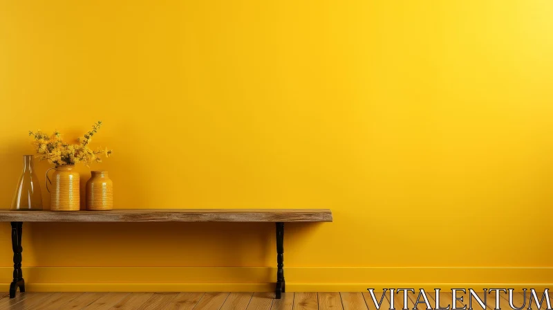 AI ART Yellow Wall Room 3D Rendering