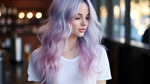 Young Woman with Purple Hair - Portrait Image