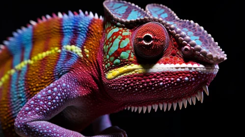 Colorful Chameleon Close-Up - Textured Skin and Vibrant Colors