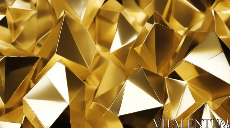 AI ART Golden Crystal Structure 3D Rendering