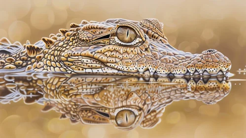 Close-Up Crocodile Head in Water