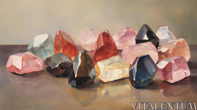 Colorful Gemstones Still Life Painting AI Image