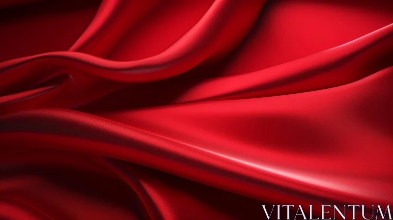 Luxurious Red Silk Fabric with Wavy Pattern AI Image
