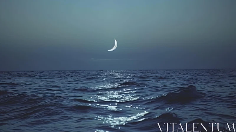 Moonlit Night Seascape - Serene Ocean View AI Image