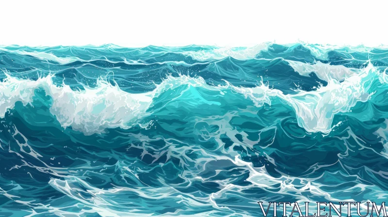 Powerful Stormy Sea Waves Image AI Image