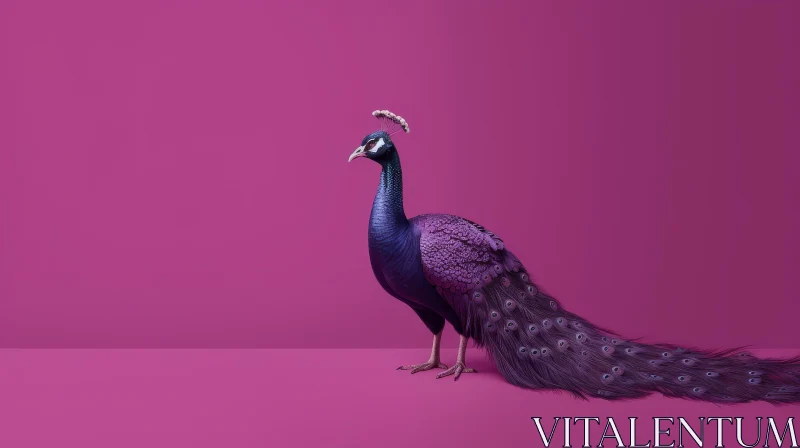 Purple Peacock 3D Rendering on Background AI Image