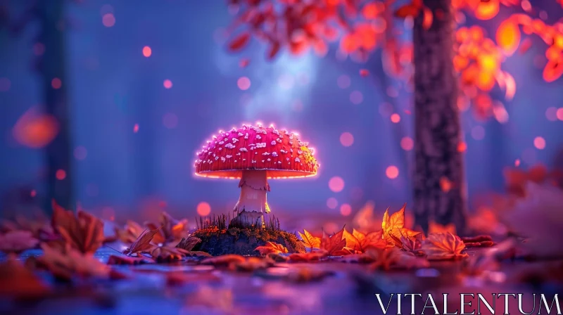 Red Mushroom in Forest - Natural Beauty Captured AI Image