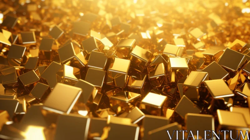 Shiny Gold Cubes - Opulent 3D Rendering AI Image