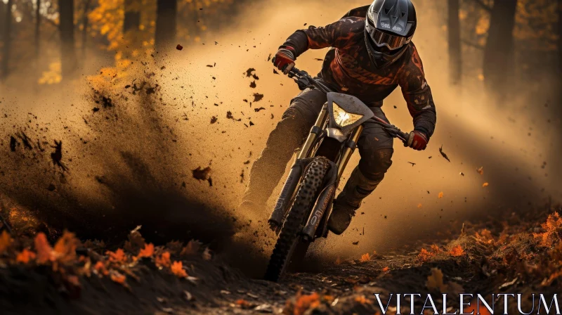 Thrilling Dirt Bike Rider Turn AI Image