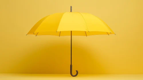 Yellow Umbrella 3D Rendering on Matching Background