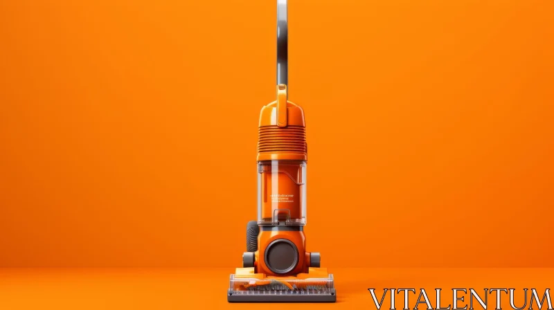 Bright Orange Vacuum Cleaner - 3D Rendering AI Image