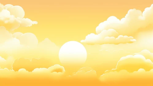 Cartoon Sunset with Orange Sky