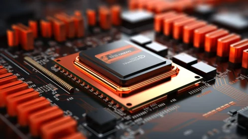 Computer Processor Close-up on Circuit Board