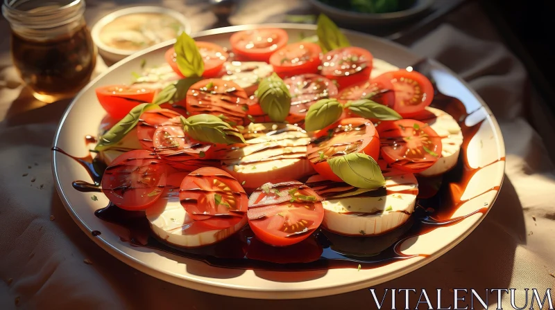 Delicious Caprese Salad Photo AI Image