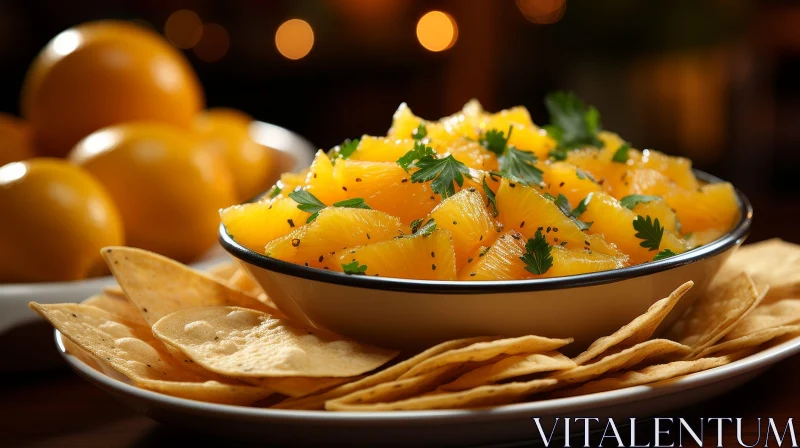 AI ART Delicious Orange Salsa with Tortilla Chips