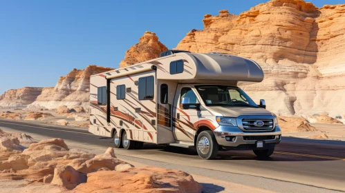 Desert Road Adventure: Large Recreational Vehicle (RV)