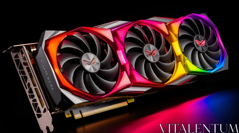 High-End Graphics Card with Rainbow Fans AI Image