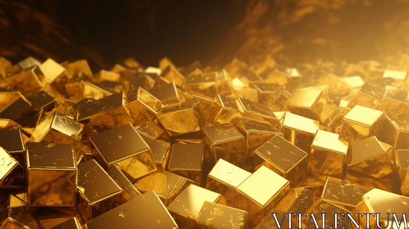 Luxurious Gold Cubes 3D Rendering AI Image