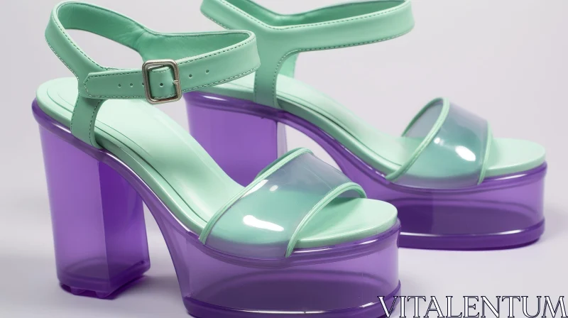 AI ART Stylish Purple and Green Platform Sandals - Fashion Statement