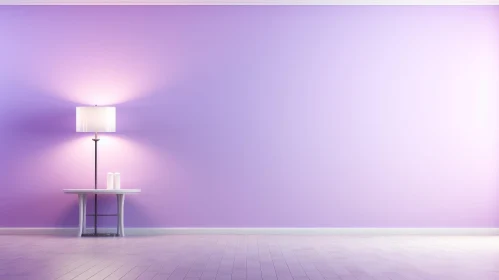 Tranquil 3D Room Rendering with Lavender Wall