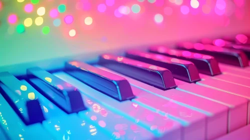 Dreamy Piano Keyboard Bokeh Background