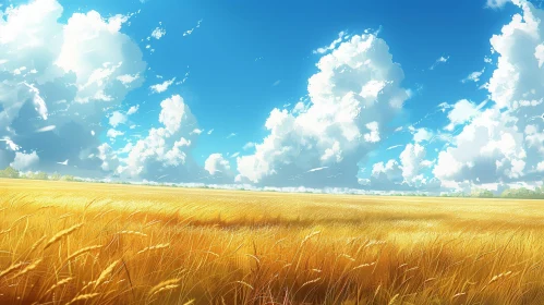 Golden Wheat Field Landscape - Serene Nature Scene