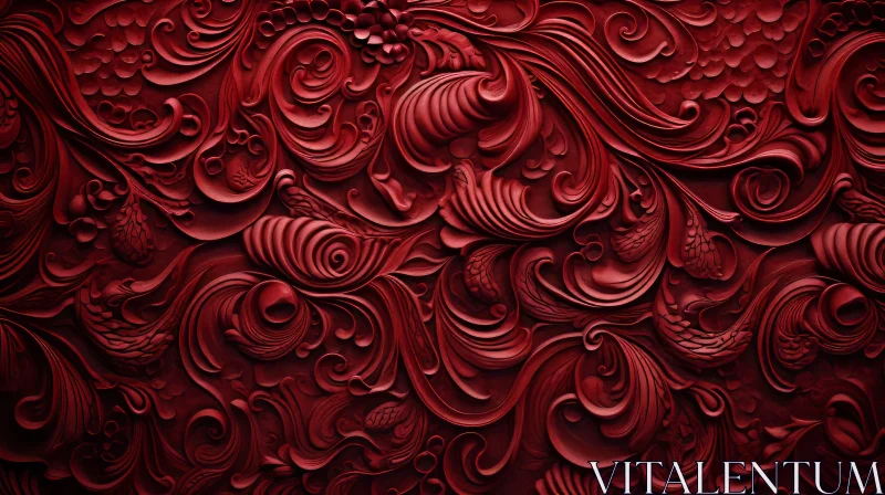Red Floral Pattern Background Art AI Image