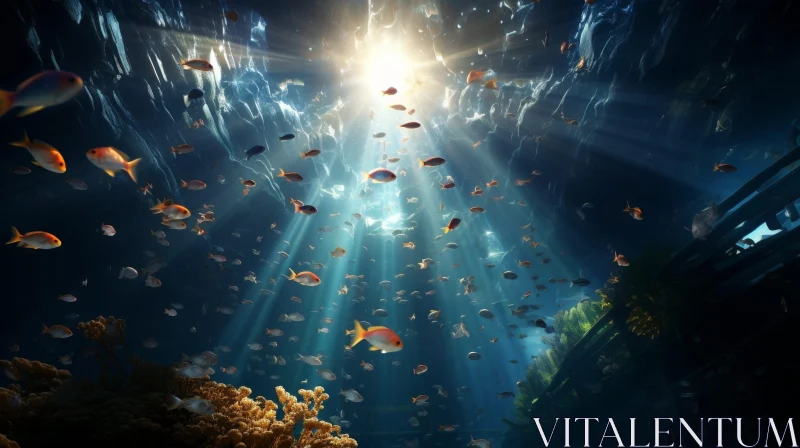 Sunlit Underwater Paradise - Marine Life and Corals AI Image