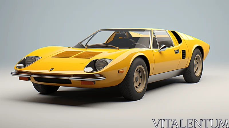 Vintage Car: Yellow and Black Rendered Artwork in Cinema4D AI Image