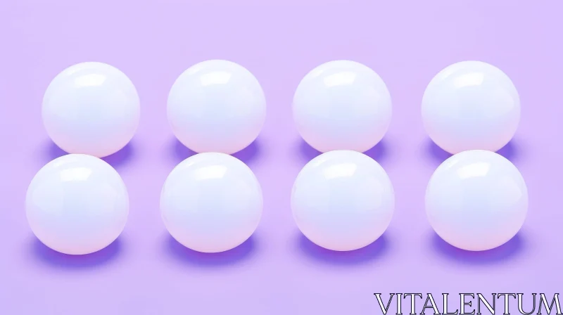 White Spheres on Purple Background - Abstract 3D Composition AI Image