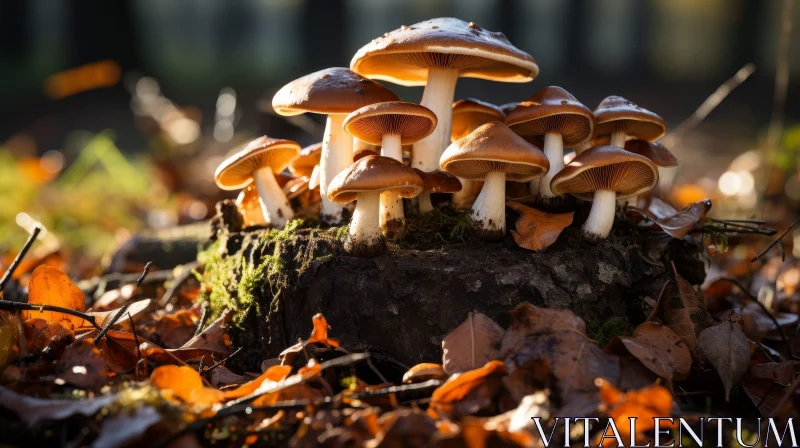 Enchanting Mushroom Scene in Forest AI Image