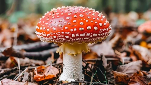 Enchanting Red Mushroom in Forest