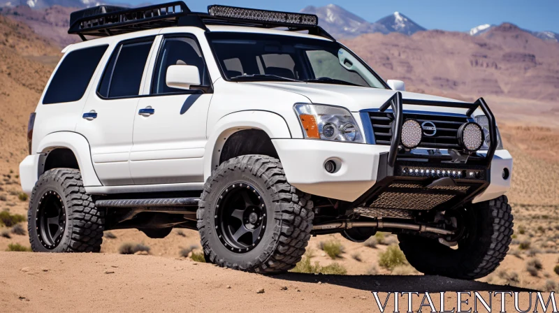 Graceful White SUV in the Desert - Bold Structural Designs AI Image