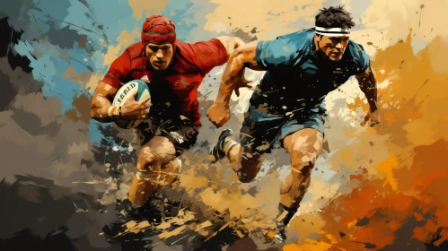 Intense Rugby Players Painting