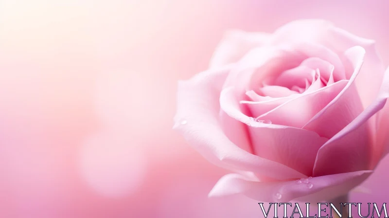 Pink Rose on Soft Background - Realistic Floral Photography AI Image