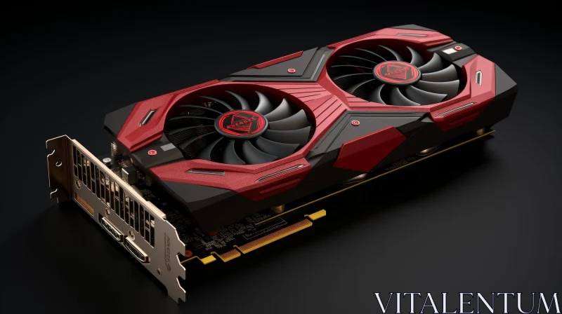 Red and Black Graphics Card with Fans AI Image