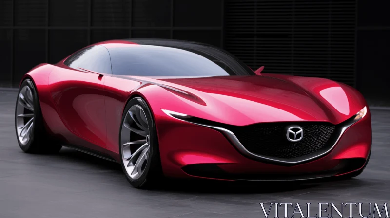 Red and Black Mazda 9 Concept Car: Realistic and Organic Design AI Image