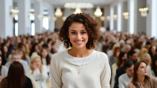 Smiling Woman Portrait in White Sweater