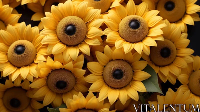 Sunflowers Bouquet Close-Up in Yellow Tones AI Image
