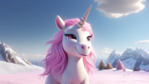 Enchanting Unicorn in Snowy Field