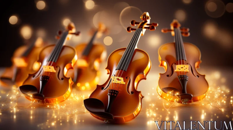 Enchanting Violin Reflections with Fairy Lights AI Image